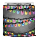 Christmas Holiday Lights Print Duvet Cover Bedding Set