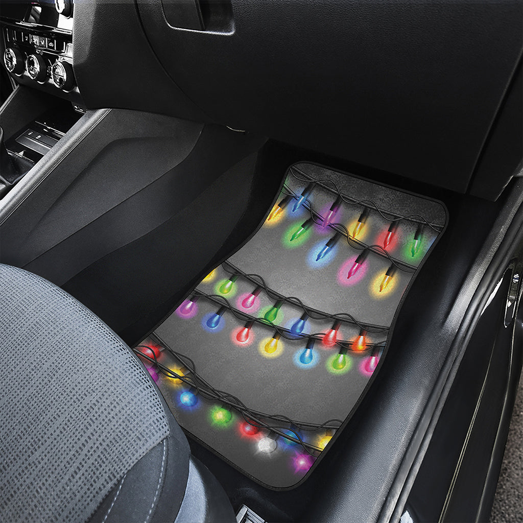 Christmas Holiday Lights Print Front and Back Car Floor Mats