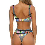 Christmas Holiday Lights Print Front Bow Tie Bikini