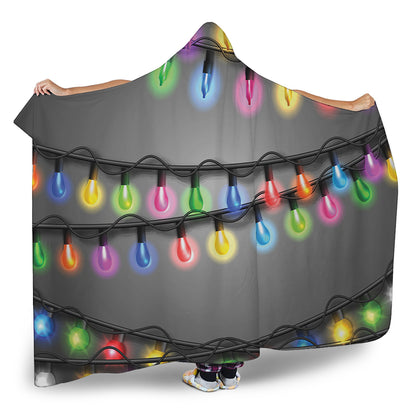 Christmas Holiday Lights Print Hooded Blanket