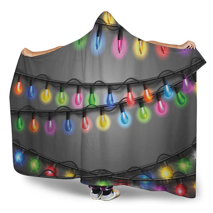 Christmas Holiday Lights Print Hooded Blanket