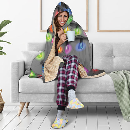 Christmas Holiday Lights Print Hooded Blanket