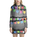 Christmas Holiday Lights Print Pullover Hoodie Dress