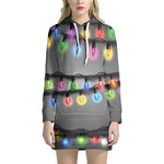 Christmas Holiday Lights Print Hoodie Dress
