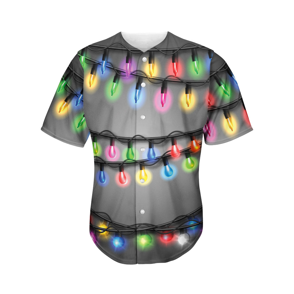 Christmas Holiday Lights Print Men's Baseball Jersey – GearFrost