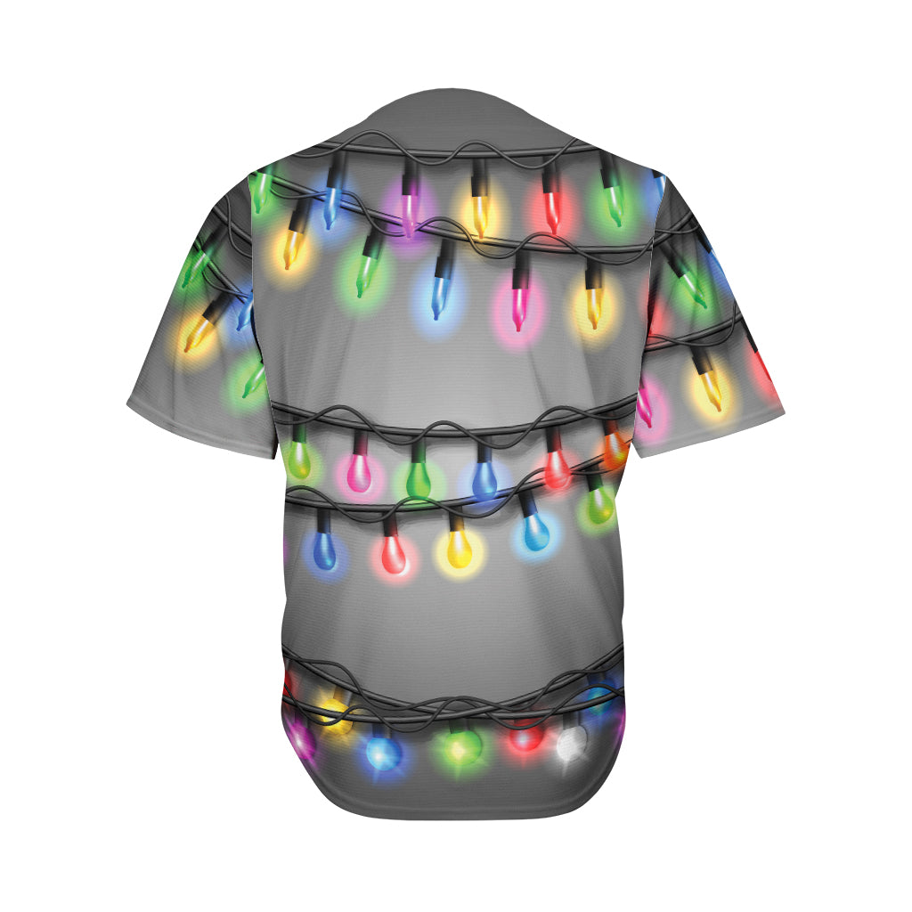 Christmas Holiday Lights Print Men's Baseball Jersey