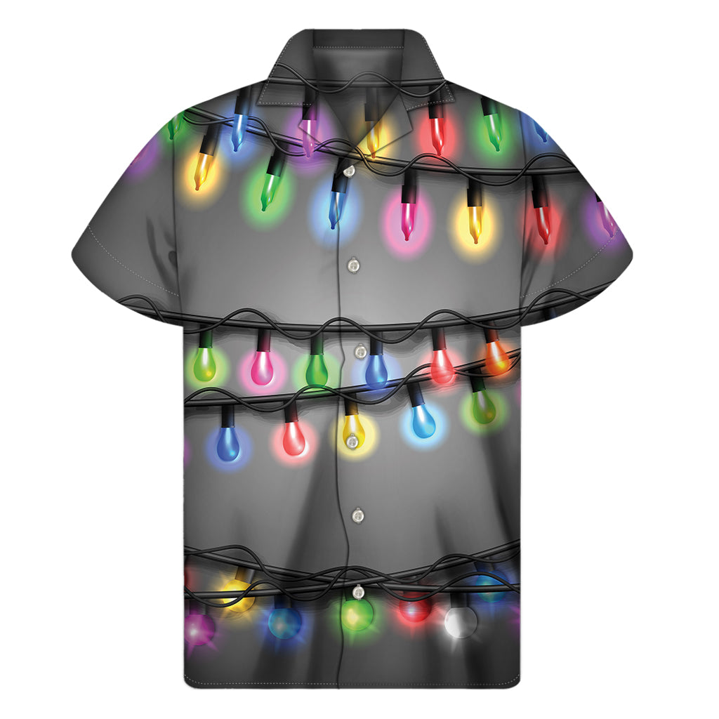 Christmas Holiday Lights Print Men's Short Sleeve Shirt