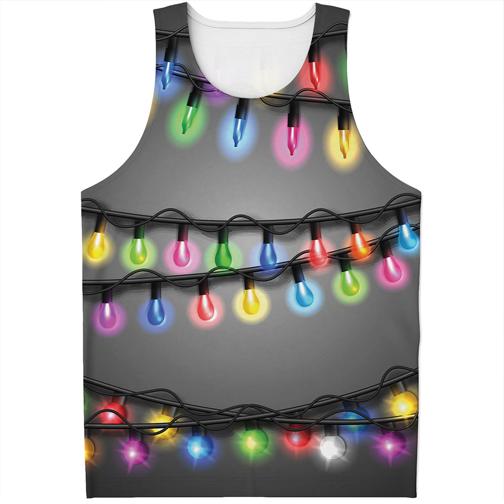 Christmas Holiday Lights Print Men's Tank Top