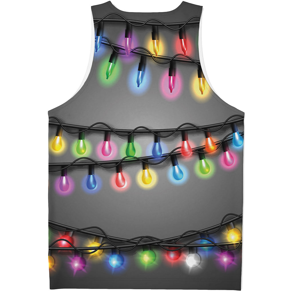 Christmas Holiday Lights Print Men's Tank Top