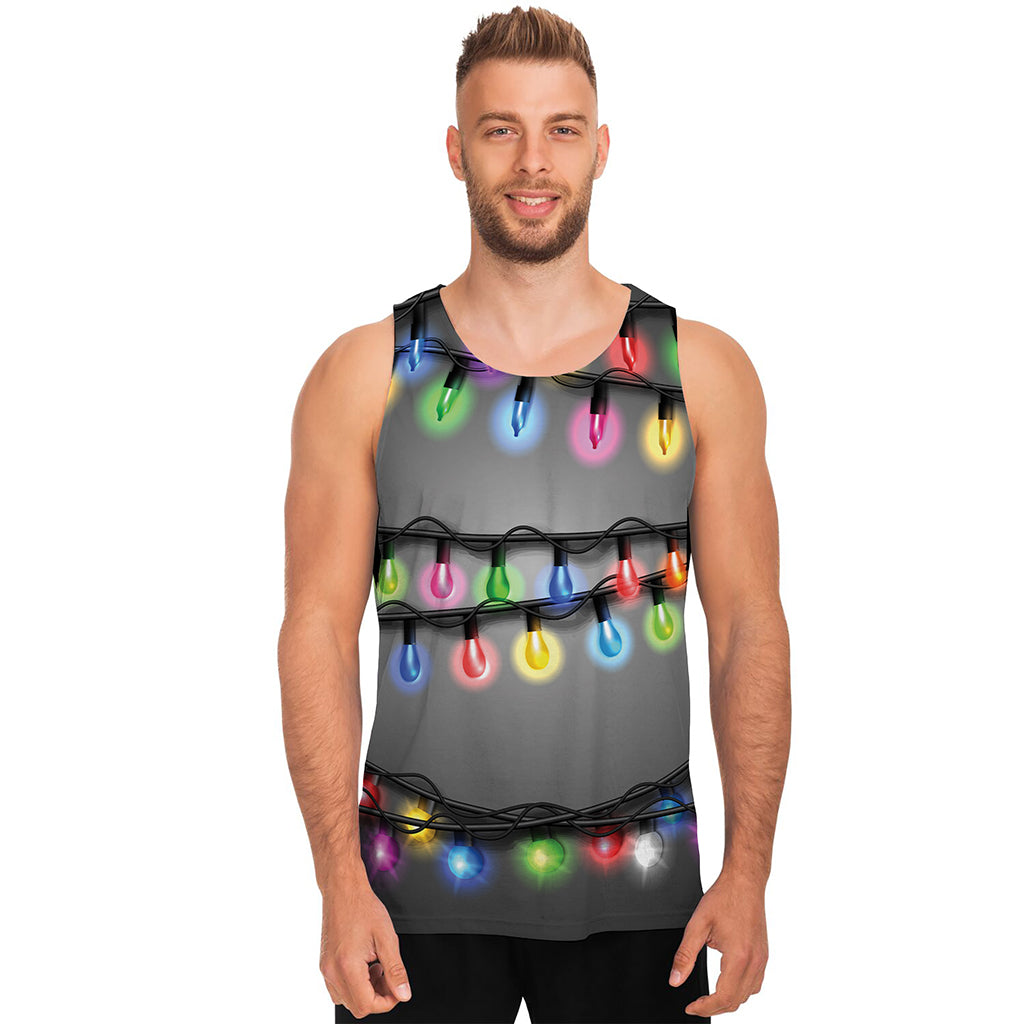 Christmas Holiday Lights Print Men's Tank Top