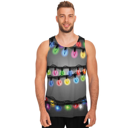 Christmas Holiday Lights Print Men's Tank Top