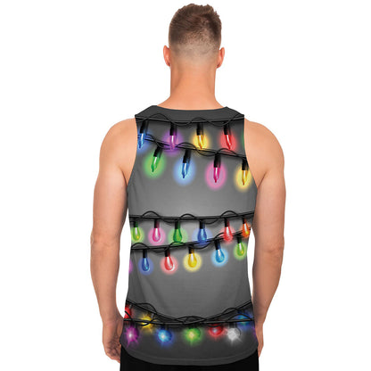 Christmas Holiday Lights Print Men's Tank Top