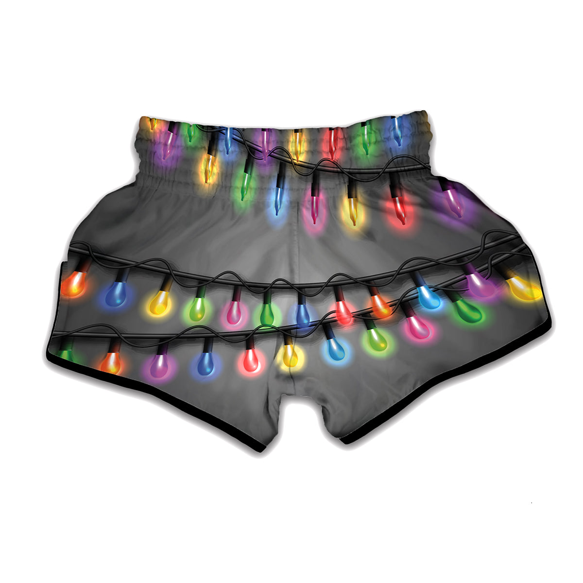 Christmas Holiday Lights Print Muay Thai Boxing Shorts