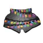 Christmas Holiday Lights Print Muay Thai Boxing Shorts