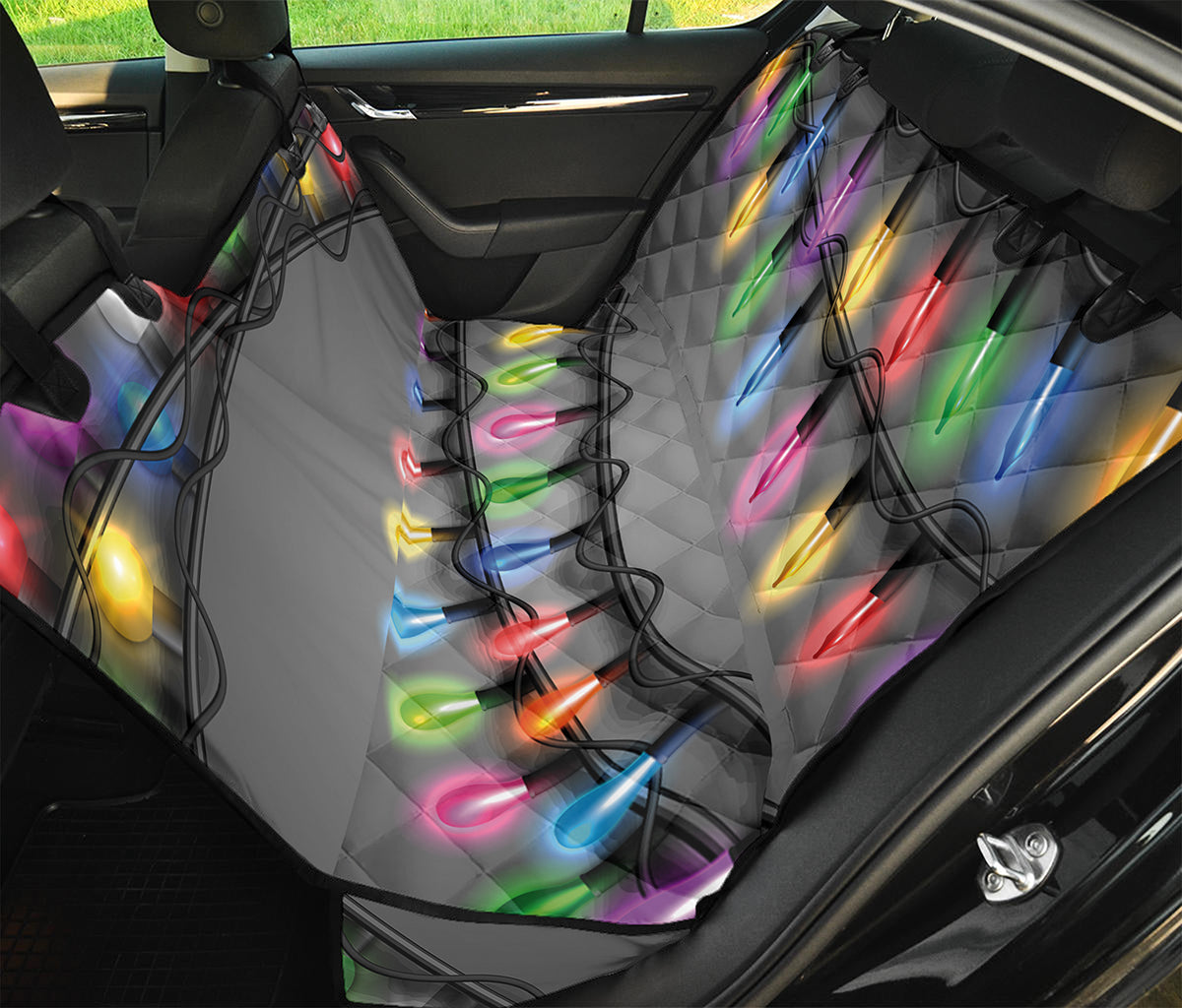 Christmas Holiday Lights Print Pet Car Back Seat Cover