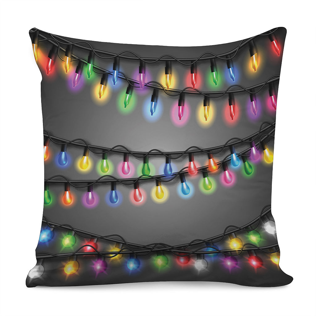 Christmas Holiday Lights Print Pillow Cover