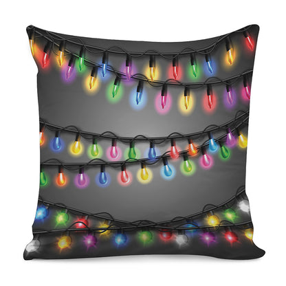Christmas Holiday Lights Print Pillow Cover