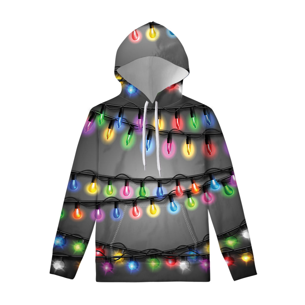 Christmas Holiday Lights Print Pullover Hoodie