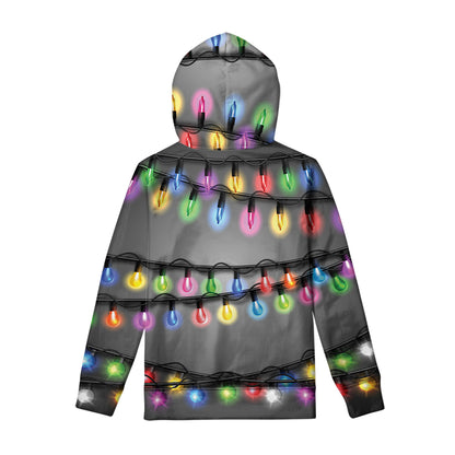 Christmas Holiday Lights Print Pullover Hoodie