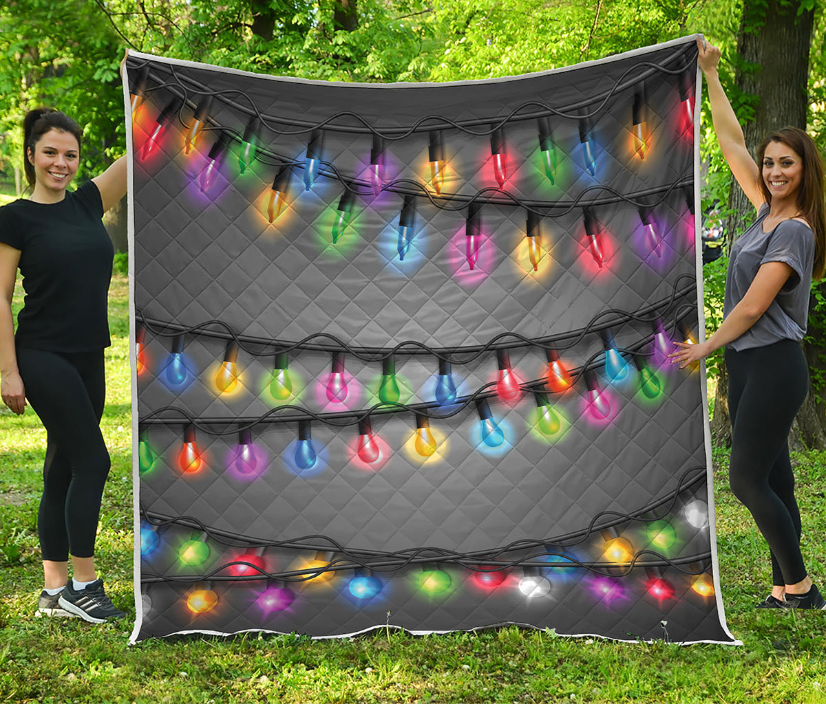Christmas Holiday Lights Print Quilt