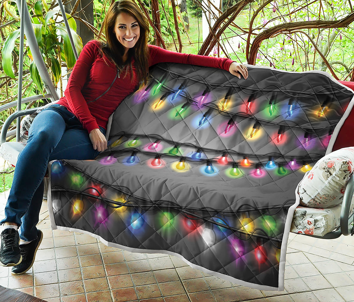 Christmas Holiday Lights Print Quilt