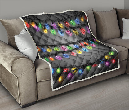 Christmas Holiday Lights Print Quilt