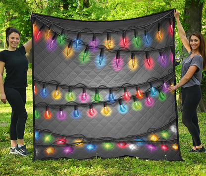 Christmas Holiday Lights Print Quilt