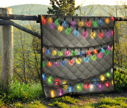 Christmas Holiday Lights Print Quilt