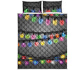 Christmas Holiday Lights Print Quilt Bed Set