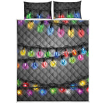 Christmas Holiday Lights Print Quilt Bed Set