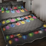 Christmas Holiday Lights Print Quilt Bed Set