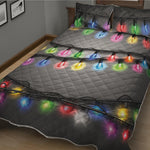 Christmas Holiday Lights Print Quilt Bed Set