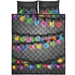Christmas Holiday Lights Print Quilt Bed Set