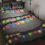 Christmas Holiday Lights Print Quilt Bed Set