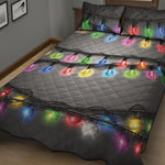 Christmas Holiday Lights Print Quilt Bed Set