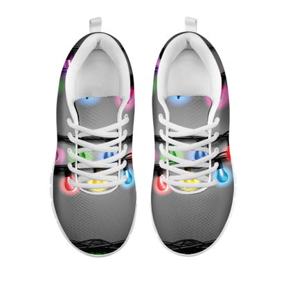 Christmas Holiday Lights Print White Sneakers