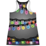 Christmas Holiday Lights Print Women's Racerback Tank Top