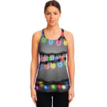 Christmas Holiday Lights Print Women's Racerback Tank Top