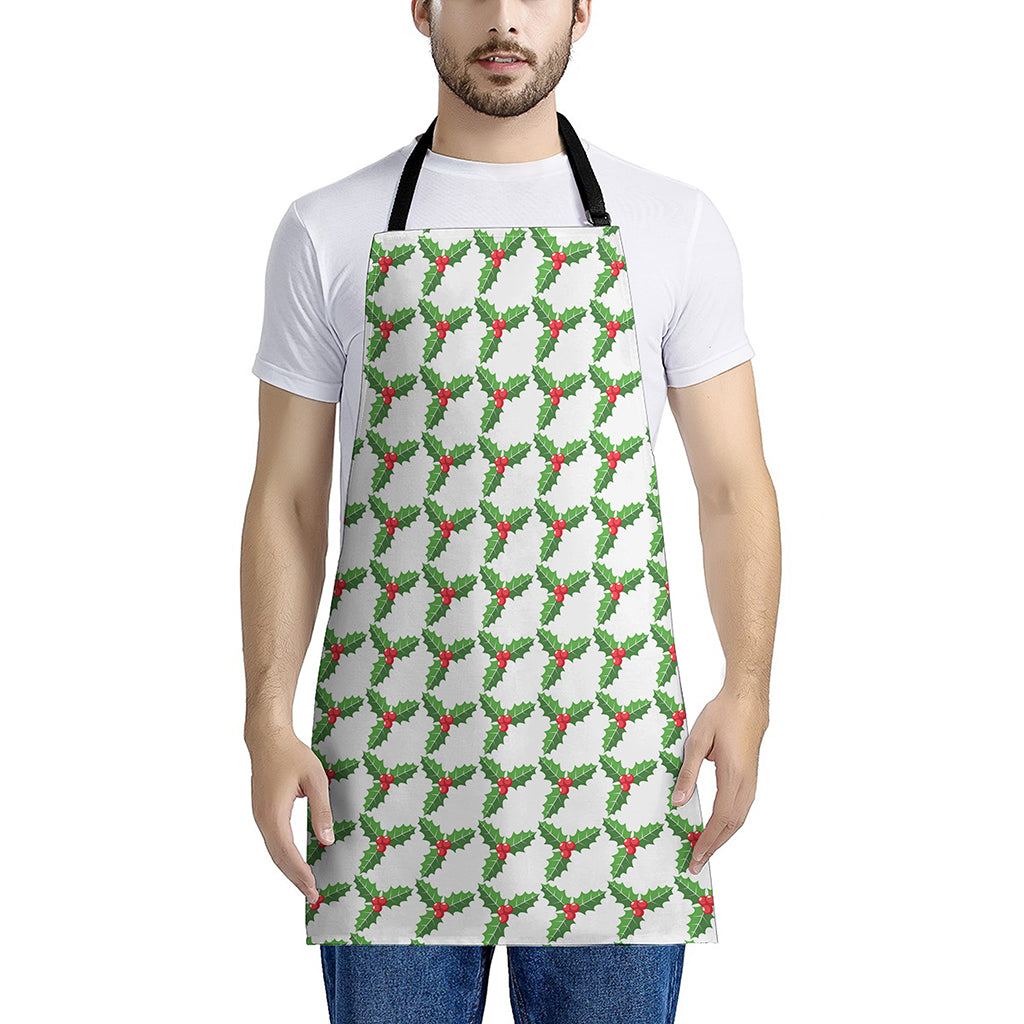 Christmas Holly Berry Pattern Print Apron