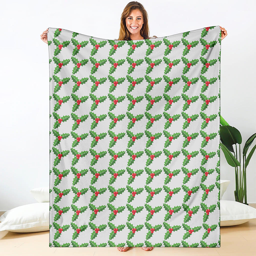 Christmas Holly Berry Pattern Print Blanket