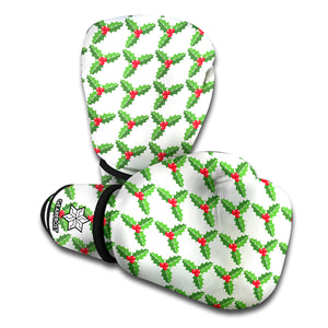 Christmas Holly Berry Pattern Print Boxing Gloves