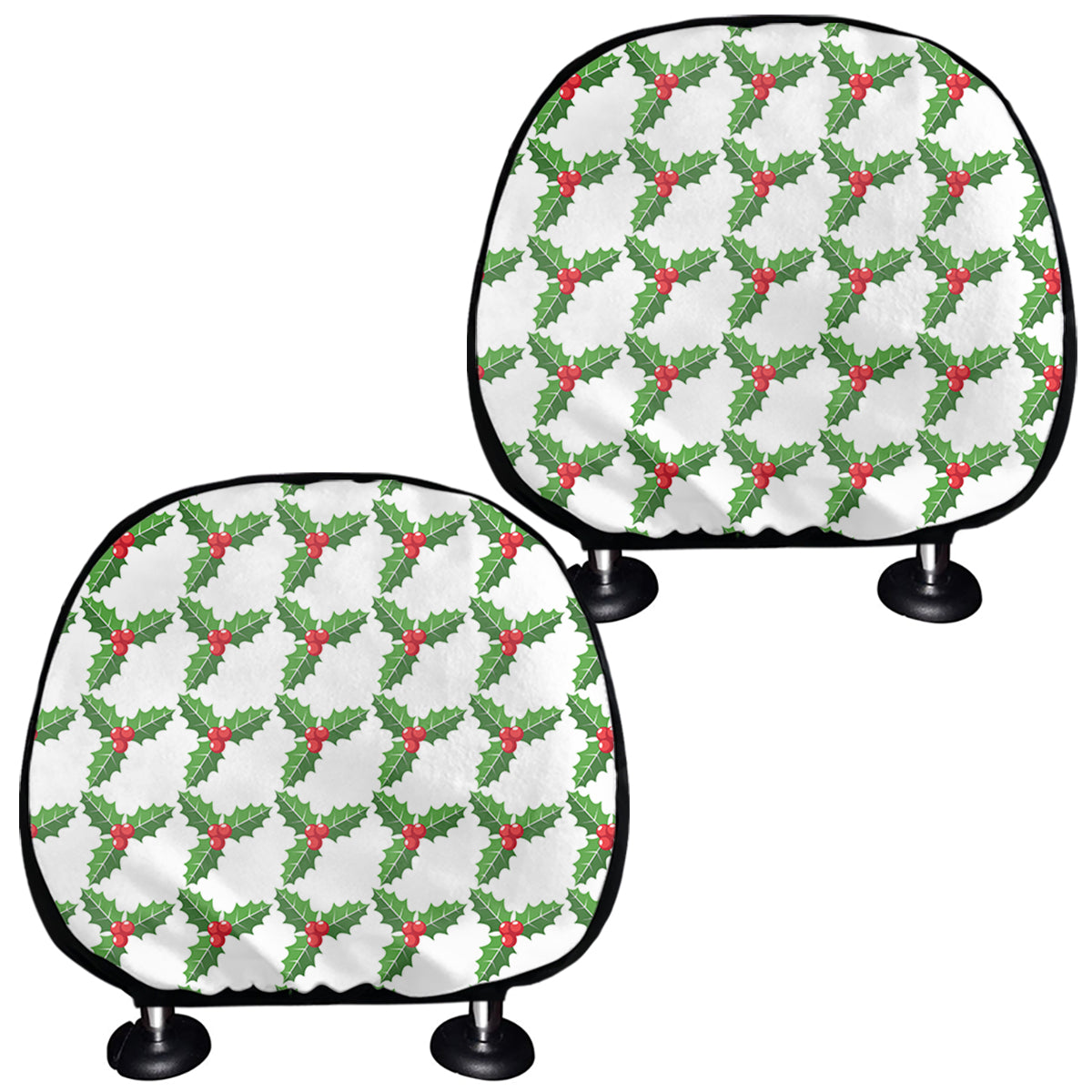 Christmas Holly Berry Pattern Print Car Headrest Covers