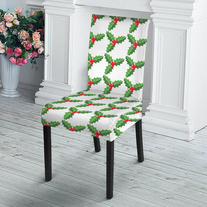 Christmas Holly Berry Pattern Print Dining Chair Slipcover