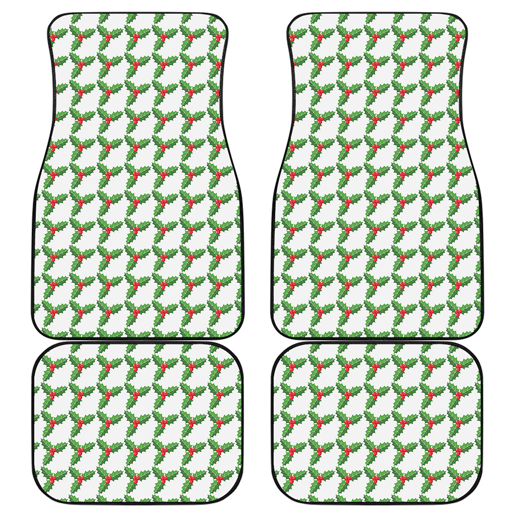 Christmas Holly Berry Pattern Print Front and Back Car Floor Mats