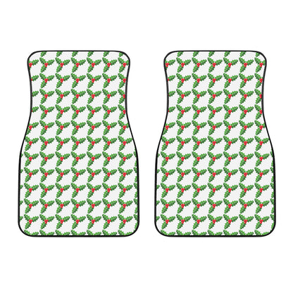 Christmas Holly Berry Pattern Print Front Car Floor Mats