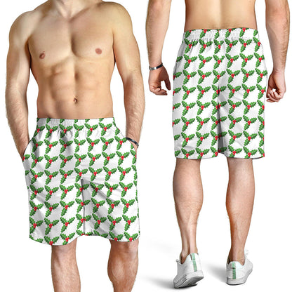 Christmas Holly Berry Pattern Print Men's Shorts