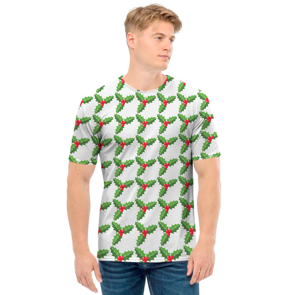 Christmas Holly Berry Pattern Print Men's T-Shirt
