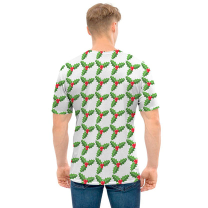 Christmas Holly Berry Pattern Print Men's T-Shirt