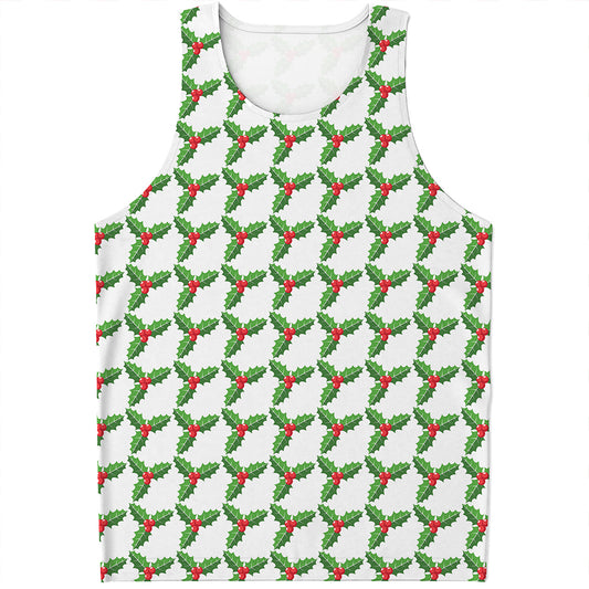 Christmas Holly Berry Pattern Print Men's Tank Top