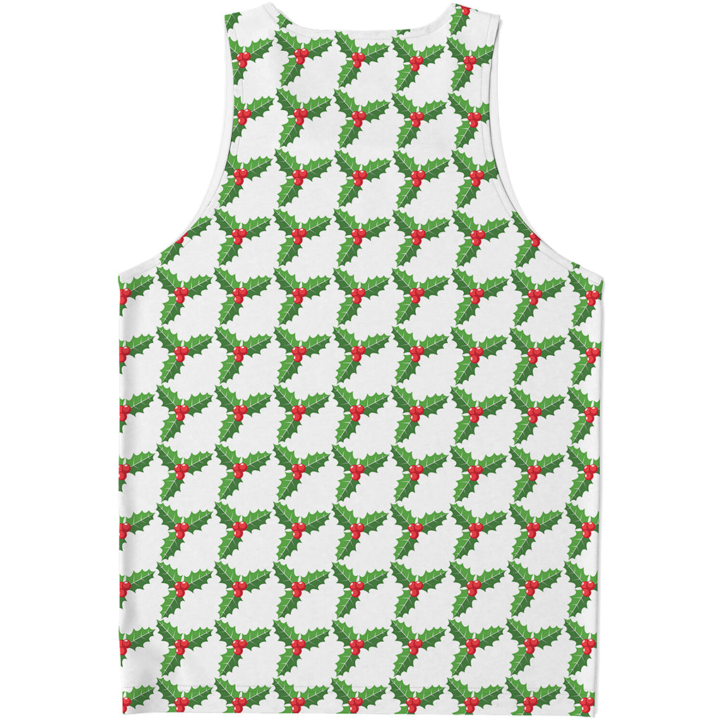 Christmas Holly Berry Pattern Print Men's Tank Top